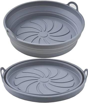 KESHUENTERPRISE Silicone Basket for Hot Air Fryer (grey/ pack of 2) Air Fryer