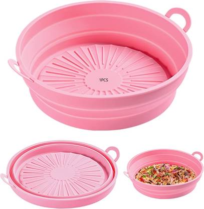 TRUJVE 1pcs Air Fryer Silicon Folding Pot Liners Reusable Air Fryer Silicone Basket Air Fryer