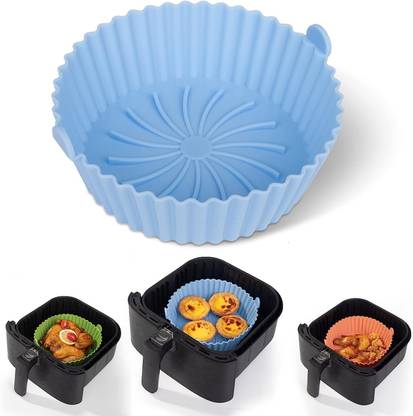 PRATITI Non-Stick Silicone Pot Air Fryer Liners with Ear Handles, Easy to Clean Airfryer Tray