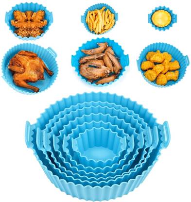 GTNL 6-Pcs Reusable Non-Stick Air Fryer Accessories Set | Round Silicone Coating Pot Air Fryer