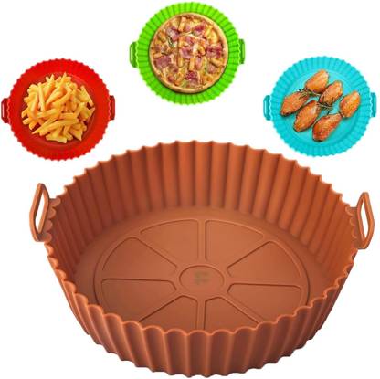 ABlue Clipper Round Silicone Basket Baking Tray Cooking Oven Insert Accessories Airfryer Tray