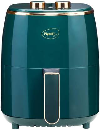 Pigeon Healthifry Manual with 360 High Speed Air Circulation Technology 1200 W with Non-Stick Basket - Green Air Fryer