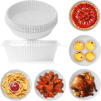 BIRZAR 100Pcs Air Fryer Disposable Paper Liner, Non-Stick Parchment Paper Plate Tray Air Fryer