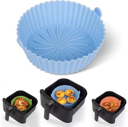 Praxon Air Fryer Reusable Silicone Pot 6.8in Non Stick Air Fryer Liners with Ear Handle Air Fryer