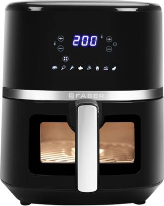 FABER FAF 6.0L VW BK 1500W, Fry, Roast, Grill, Bake, Digital Display, Viewing Window, Aesthetic Look, Swirl Cooking, Cool Touch Handle, 85% Reduced Oil Usage, Auto Shut Off, BPA Free, Compact Sleek Design, Manual Control, Non-Stick Pan Air Fryer
