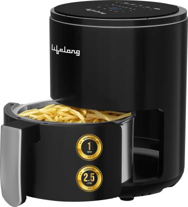 Lifelong LLHFD425 with Digital Touch Panel | 1000 W |Timer Selection & Adjustable Temperature Control | Preset Menu |Uses upto 90% Less Oil |Fry, Grill, Roast, Reheat and Bake Air Fryer
