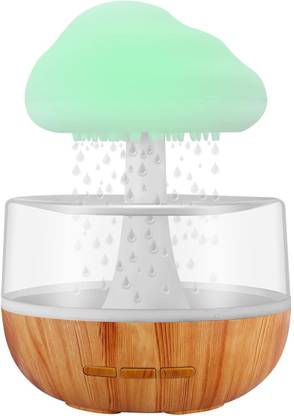 TECH TRENDS Plastic Snuggling Cloud Rain Drop Humidifier Diffusers Mushroom Waterfall Lamp Portable Room Air Purifier