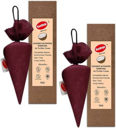 RunBugz Coconut Activated Charcoal Cone, Dehumidifier for Wardrobe, Cars and Home Car Air Purifier