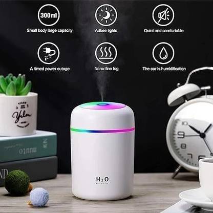 Totthar H2O 300 ml Ultrasonic Cool Mist Humidifier & Aroma Diffuser with LED Light Portable Room Air Purifier