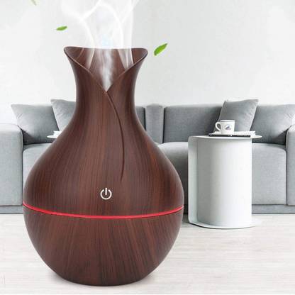 Eewe USB Wood Grain Diffuser | Mini Cool Mist Humidifier with LED Light Portable Room Air Purifier