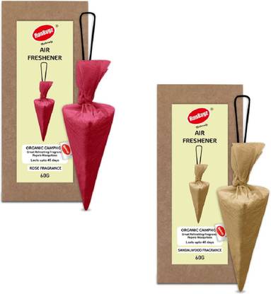 RunBugz Camphor Tricone Air Freshener With Sandalwood & Rose Fragrance Car Air Purifier