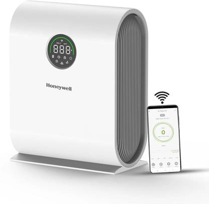 Honeywell Air Touch V5 4 stage filtration, Covers 589 sq.ft,H13 HEPA Filter, WiFi App&Voice Control, Filter Life Upto 9000 Hrs, Removes 99.99%PM2.5, AQI LED Display Portable Room Air Purifier
