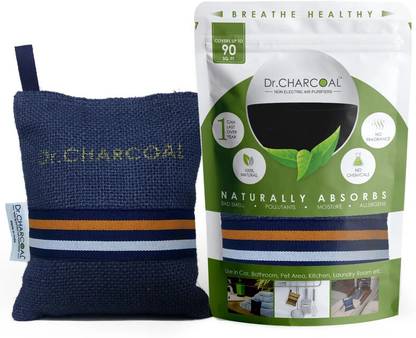 Dr. CHARCOAL Car Air Purifier Bag to remove Bad Smell & Moisture (Modish Neel, 200g) Portable Car Air Purifier