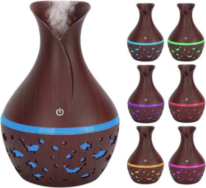 vastraveda Wooden Vase Aroma Diffuser with LED Light & Cool Mist Portable Room Air Purifier