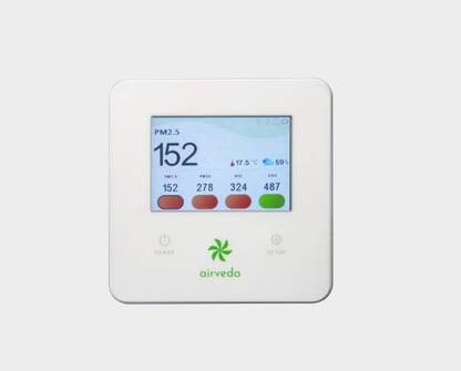 Airveda PM2.5, PM10, CO2, Temp & Humidity TOUCH Monitor- High Accuracy Smart Air Quality With Laser Sensor, Wi-Fi & App-Enabled Air Quality Meter