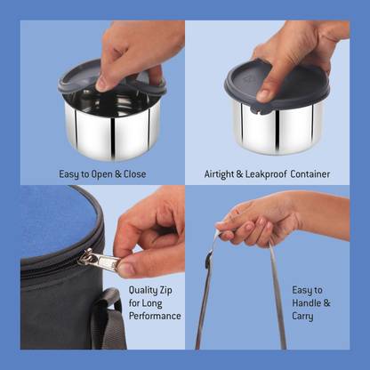 Lencho Brunch 3Lunch Box ,Stainless Steel Containers(200 ml,each) 3 Containers Lunch Box