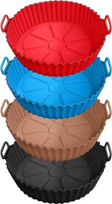 MOOZICO 4 Pcs Reusable Air Fryer Silicone Pots for Food Safe Air fryers Oven Accessories Airfryer Grill Pan