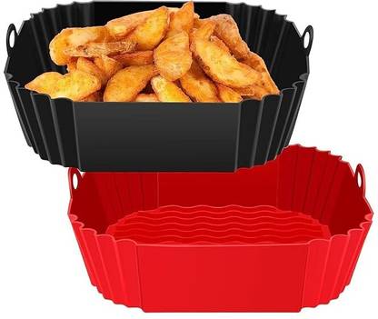 Seseno Pack Of 2 Eco-Safe Silicone Tray – Fits Square Air Fryer Baskets Airfryer Tray