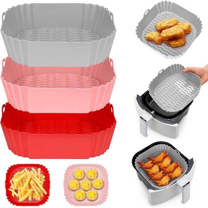 Vepvopz Square Silicone Basket Baking Tray__(Multicolor) Airfryer Tray