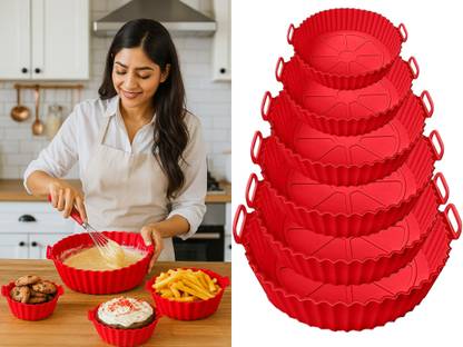Nexera Air Fryer Silicone Pot 6 pcs with Ear Handles, Silicone Pot Liner NGB08 Air Fryer