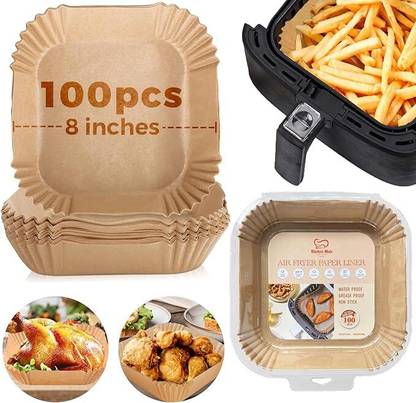 Seseno Pack Of 100 Heat-Resistant Air Fryer Paper Liners up to 450°F Airfryer Tray