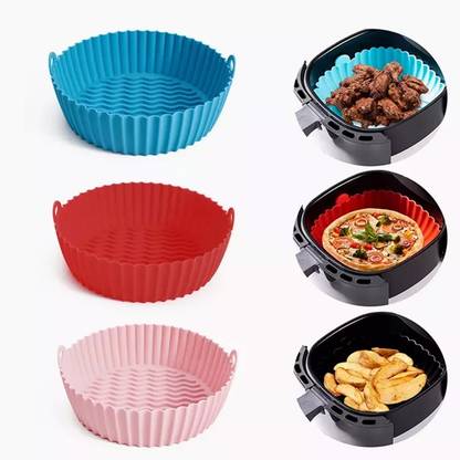 Sarang Silicone Air Fryer Basket Liners,3Pcs Reusable Air Fryer Silicone Pots Airfryer Tray
