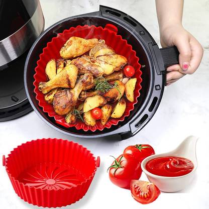 HYEON Round air fryer tray Silicone Baking Tray Airfryer Tray
