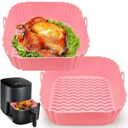 PABUZA 2PCS Air Fryer Silicone Pot Replacement of Parchment Paper Liners Airfryer Tray