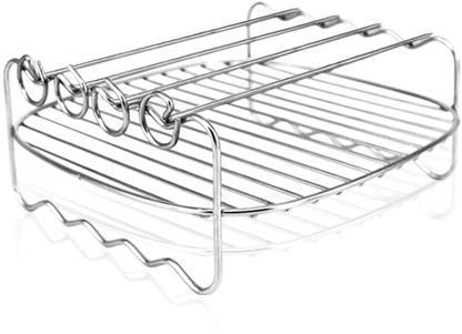Zibuyu Air Fryer Grilling Rack Skewers Combo Stainless Steel Grilling Rack with 4pcs Airfryer Tray
