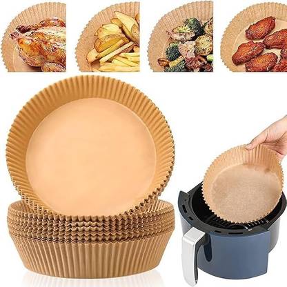 Bekner Air Fryer Paper Non-Stick Parchment Plate for Baking Microwave Frying 50 pc Airfryer Tray