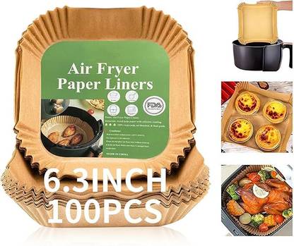 Seseno Pack Of 100 Air Fryer Paper Tray for Cakes – Non-Stick Baking Liner Airfryer Tray