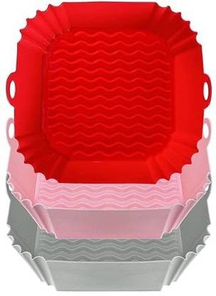 Seseno Pack Of 3 Silicone Fryer Insert – Square Tray for Easy Removal Airfryer Tray