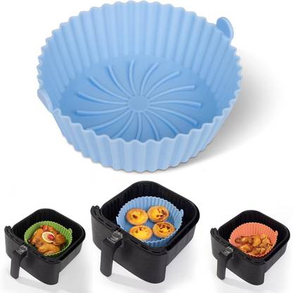 ABlue Clipper Air Fryer Liners I Round Silicone Basket Baking Tray Cooking Oven Accessories Airfryer Tray