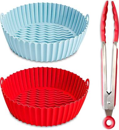 ITUSHA 9 Inch Tongs with Silicone Tip Airfryer Tray