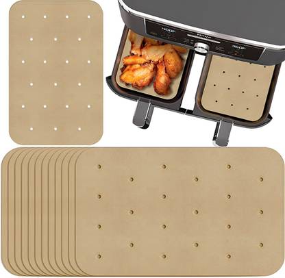 HASTHIP 100 Sheet Air Fryer Disposable Paper Liner, 8''*5.5'' Perfor Airfryer Tray