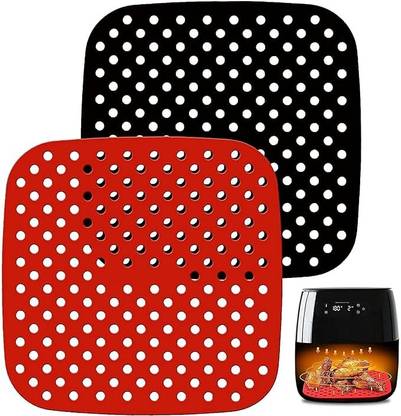 msenterprise Silicone Liners Non Stick Easy Clean Air Fryer mat Oven Baking Pack2 Square Airfryer Tray