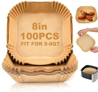 KESOL 100pc Square Air Fryer Disposable Paper Liner, Non-Stick Paper, Oil-Proof Tray