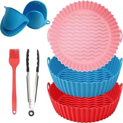 ITUSHA Silicone Air Fryer Basket Liners,3Pcs Reusable Air Fryer Silicone Pots Airfryer Tray