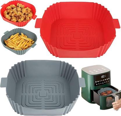 Kaito Pack Of 2 Square Silicone Tray – Oven, Microwave, and Fryer Safe Airfryer Tray