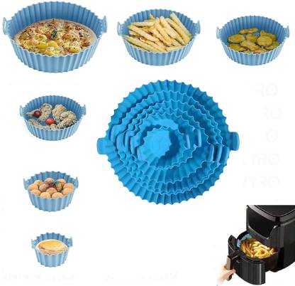 INDIWARRIOR Air Fryer Silicone Pot 6 pcs with Ear Handles, Silicone Pot Liner NGB07 Air Fryer