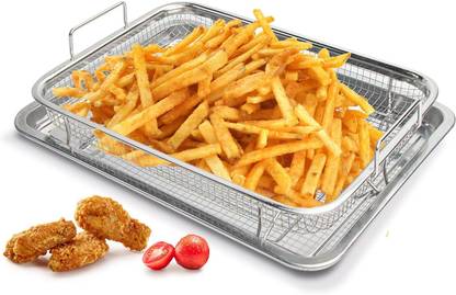 Gyanadh 2 Piece Stainless Steel Air Fryer Basket for Oven, Crisper Tray and Basket Airfryer Tray