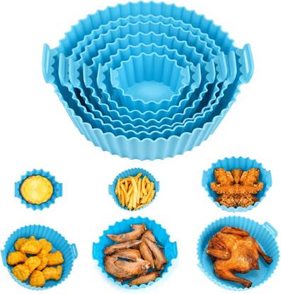 9Up Silicone Cake Mould Round Silicone Basket Baking Tray with Ear Handles Non-Stick Heat-Resistant Basket Baking Trays