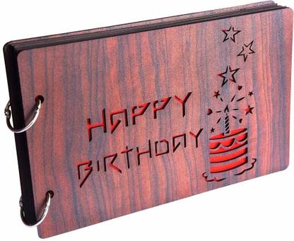 trendy homes Happy Birthday Wooden Scrapbook Photo Album for Memorable Gift on Boyfriend Girlfriend Husband Wife Spouse Birthdays, Valentines Day, Anniversary, Monthsary for Couples Album (Photo Size Supported: 4x6) Album