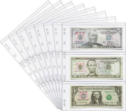 lewano Currency Sleeves Paper Money Collection Sheet (10 Sheets) Album