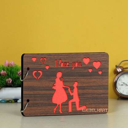 WEBELKART Wooden DIY Scrapbook Memory Book Album