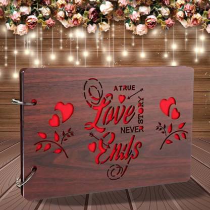 Decor1ders Wooden Scrap Book TrueLoveStoryPhoto Album Memory Book Wooden Scrapbook Album