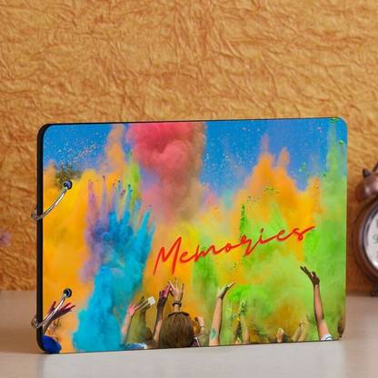 WEBELKART Wooden Printed DIY Photo Album Scrapbook Memory Book, Photo Album Album