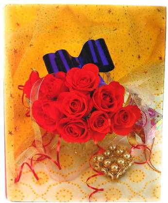 Cute Shopping Network Yellow album with red rose_6x8Inch_40Pocket Album