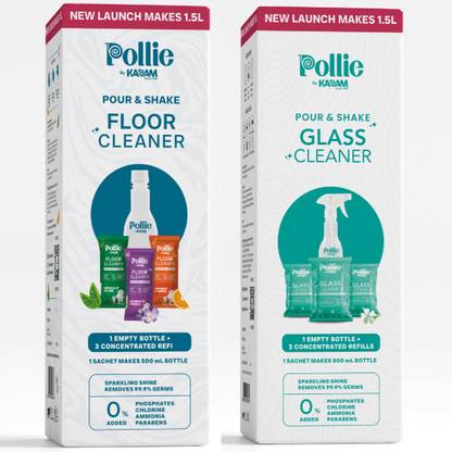 Pollie Cleaning Combo Glass Cleaner 1.5Litre + Floor Cleaner 1.5Litre | Non-Toxic