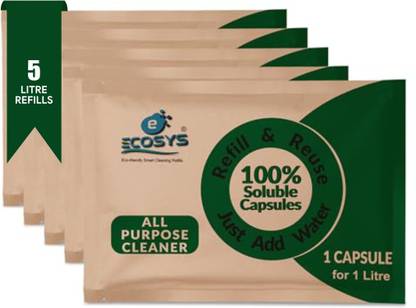 Ecosys Disinfectant All Purpose Cleaner -1 Capsule Makes 1 Liter - 5 capsules